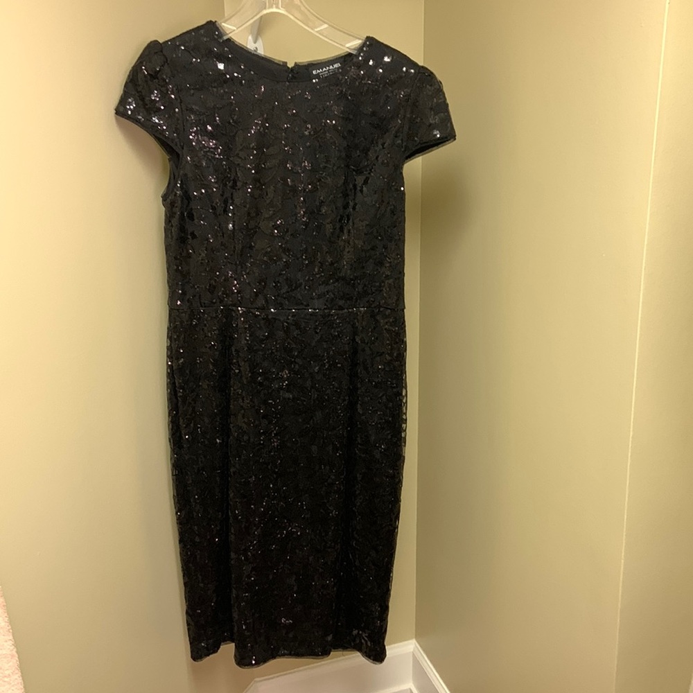 Emanuel Ungaro lace with sequins lined dress made in Macau